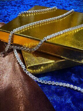 Tennis Chain Necklace 4 mm Zircon Silver Plated Color Various Size Beautiful